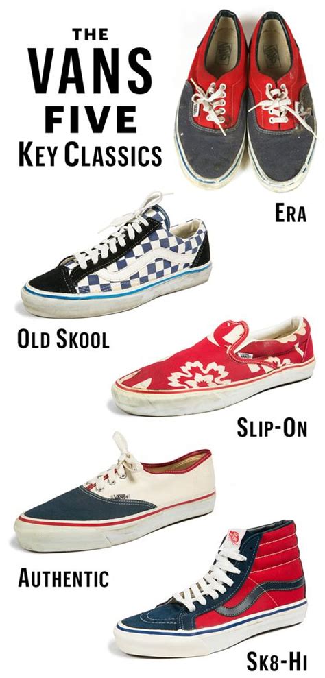 different types of vans shoes.